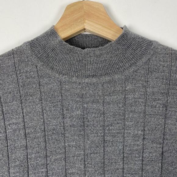 JF J. Ferrar men's long sleeve gray crew neck sweater pure merino wool sweater M - Picture 4 of 6
